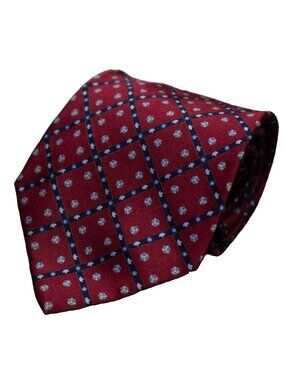 Stafano Ricci Tie 100% Silk Made in Italy Flower Print Red Satin 4"